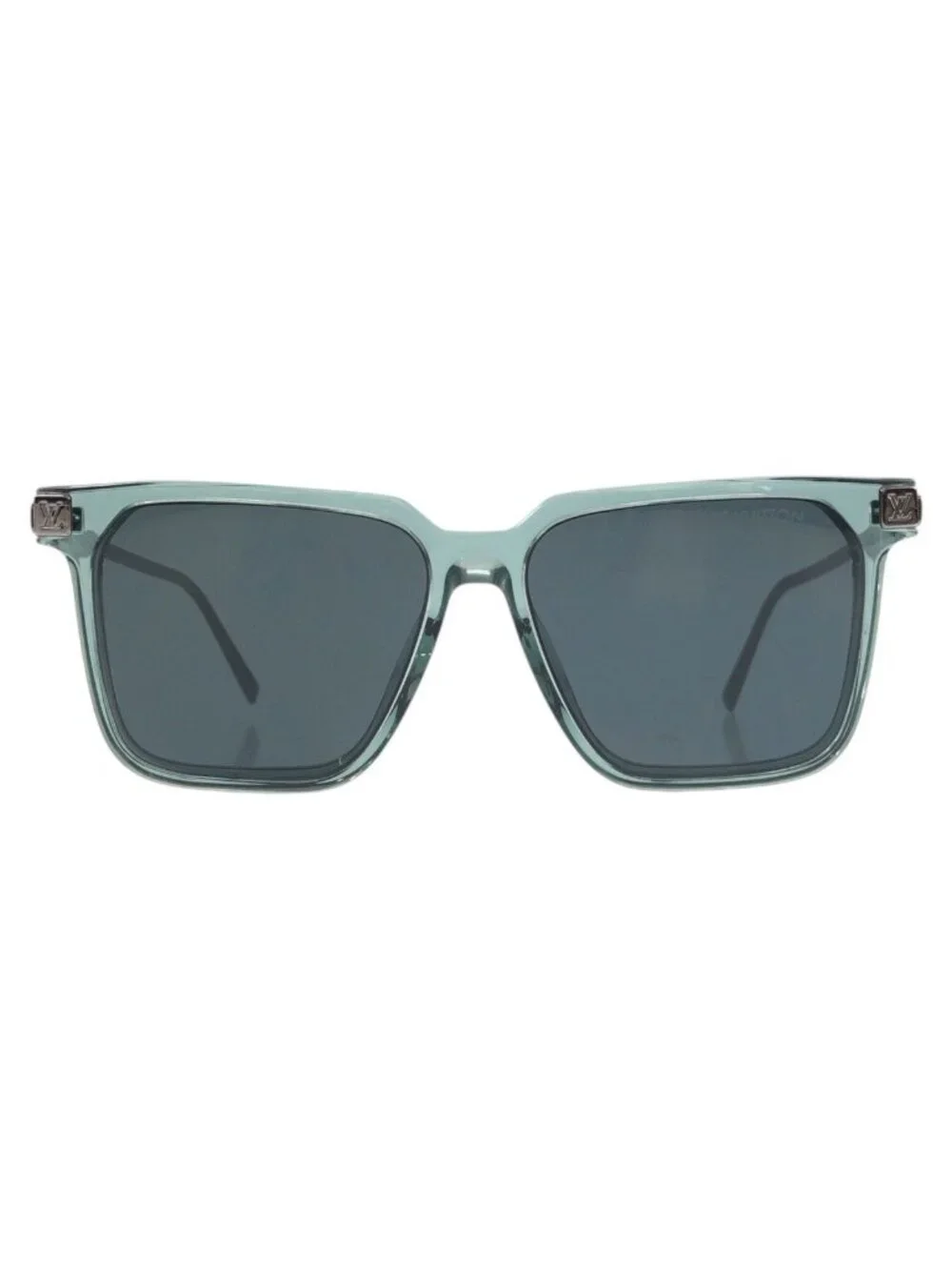 Louis Vuitton LV Rise Square Green Silver Acetate Metal 56 15 Sunglasses Eyewear
